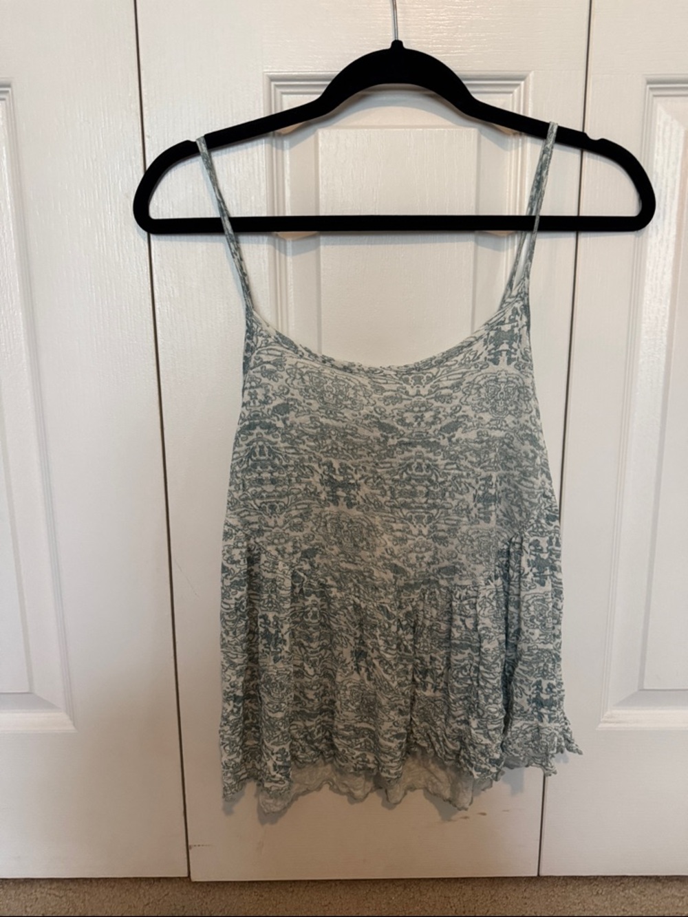 Urban Outfitters Small Printed Sleeveless Ruffle Hem Tank Top